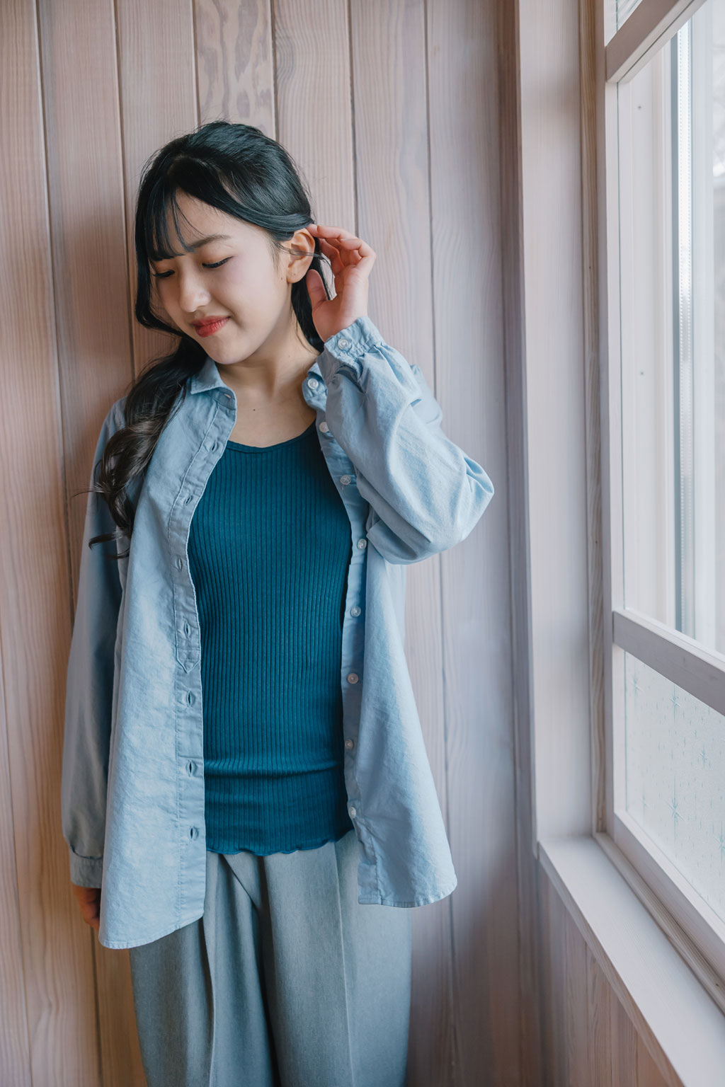 【 数量限定*限定カラー 】天衣無縫 オーガニックコットンでつくった リブタンクトップ《 フリーサイズ 》ネイビー/チャコール 日本製