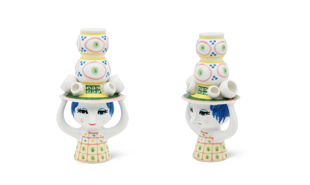 BJØRN WIINBLAD(ビヨン・ヴィンブラッド)LADY WITH HAT(レディ ウィズ ハット) キャンドルホルダー ピンク H16cm