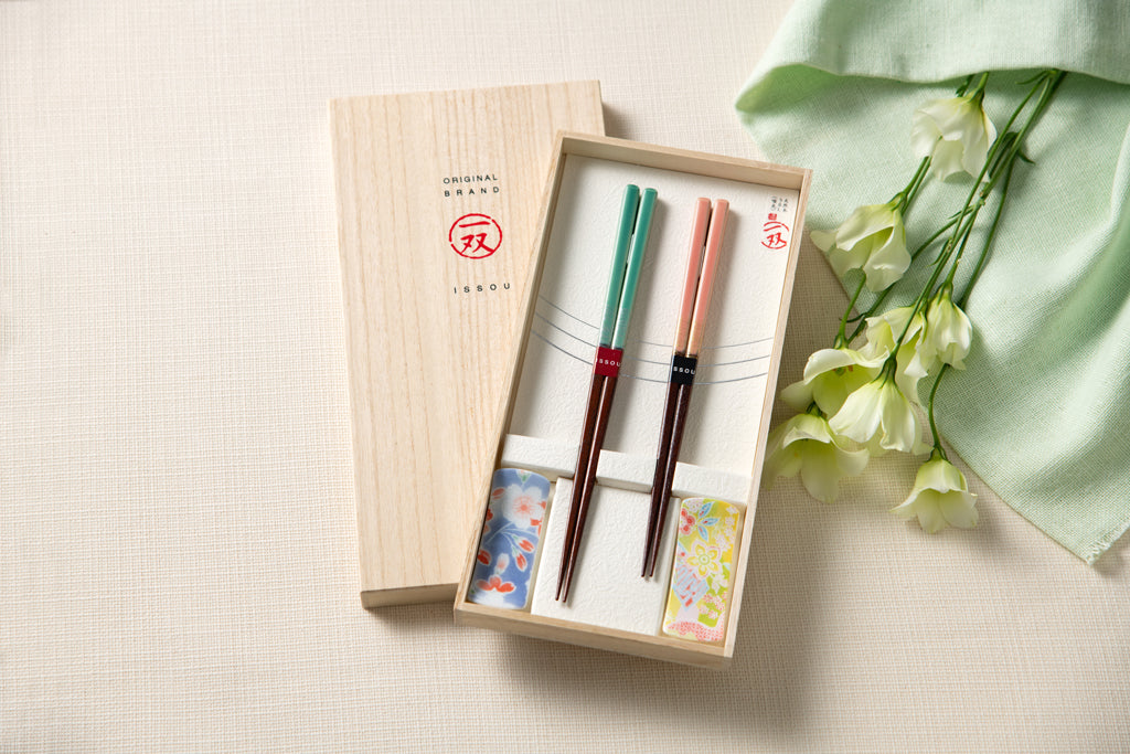 若狭塗 一双/ギフトセット 桐箱 箸置付 夫婦箸 ほのか