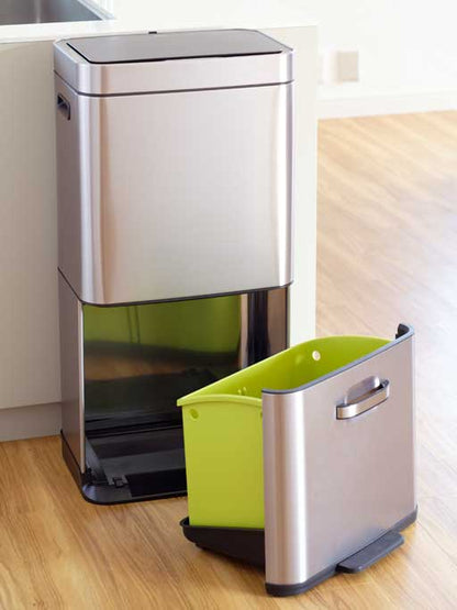HIMARAYA SENSOR BIN ヒマラヤ センサービン センサー式 自動開閉 ゴミ箱 2段式　上段 センサー式（35L）/下段ペダル式（25L）シルバー＜ラッピング対象外＞