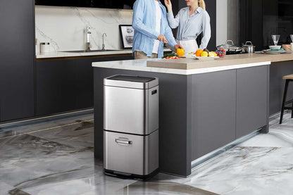 HIMARAYA SENSOR BIN ヒマラヤ センサービン センサー式 自動開閉 ゴミ箱 2段式　上段 センサー式（35L）/下段ペダル式（25L）シルバー＜ラッピング対象外＞
