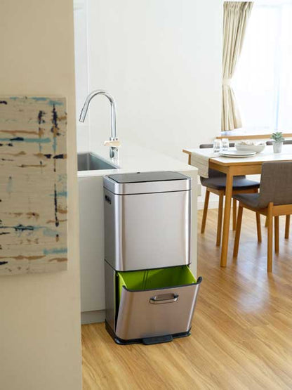 HIMARAYA SENSOR BIN ヒマラヤ センサービン センサー式 自動開閉 ゴミ箱 2段式　上段 センサー式（35L）/下段ペダル式（25L）シルバー＜ラッピング対象外＞
