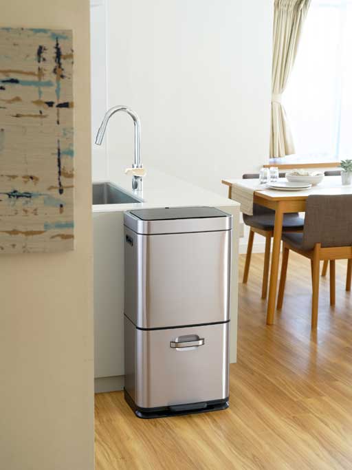 HIMARAYA SENSOR BIN ヒマラヤ センサービン センサー式 自動開閉 ゴミ箱 2段式　上段 センサー式（35L）/下段ペダル式（25L）シルバー＜ラッピング対象外＞