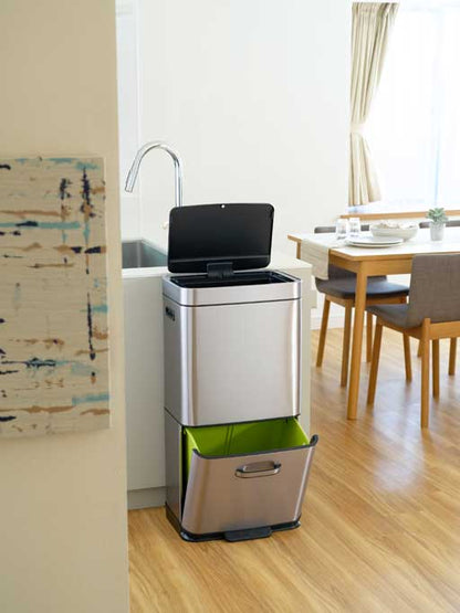 HIMARAYA SENSOR BIN ヒマラヤ センサービン センサー式 自動開閉 ゴミ箱 2段式　上段 センサー式（35L）/下段ペダル式（25L）シルバー＜ラッピング対象外＞