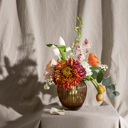 KÄHLER（ケーラー）HAMMERSHØI Vase（ハンマースホイ ヴェース）ガラスベース（ウォールナット） H14cm