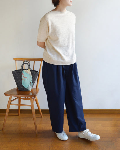 天衣無縫 コットンワッシャー イージーパンツ ワイド《 M～L 》ベージュ/ネイビー 日本製