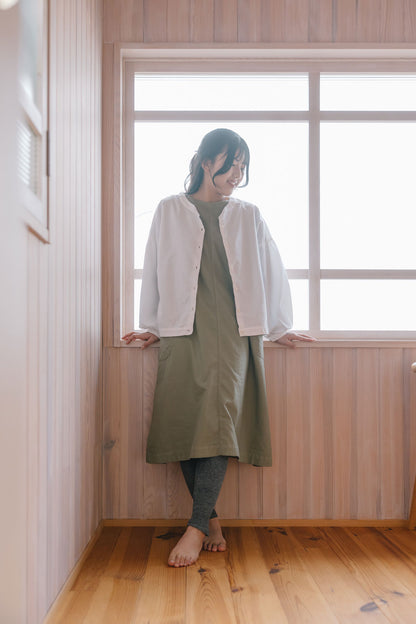天衣無縫 オーガニックコットンでつくった コットンリブ アウターレギンス 《 フリーサイズ 》チャコールグレー/オフホワイト 日本製
