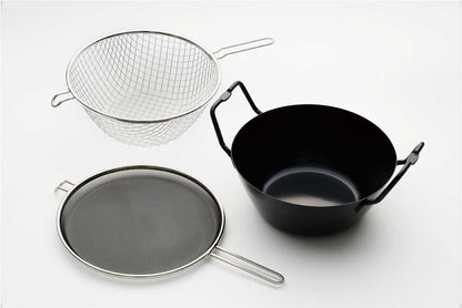 la base（ラバーゼ）鉄揚げ鍋 3点セット 22cm 油はね防止ネット付き IH対応 日本製 ＜ラッピング対象外＞