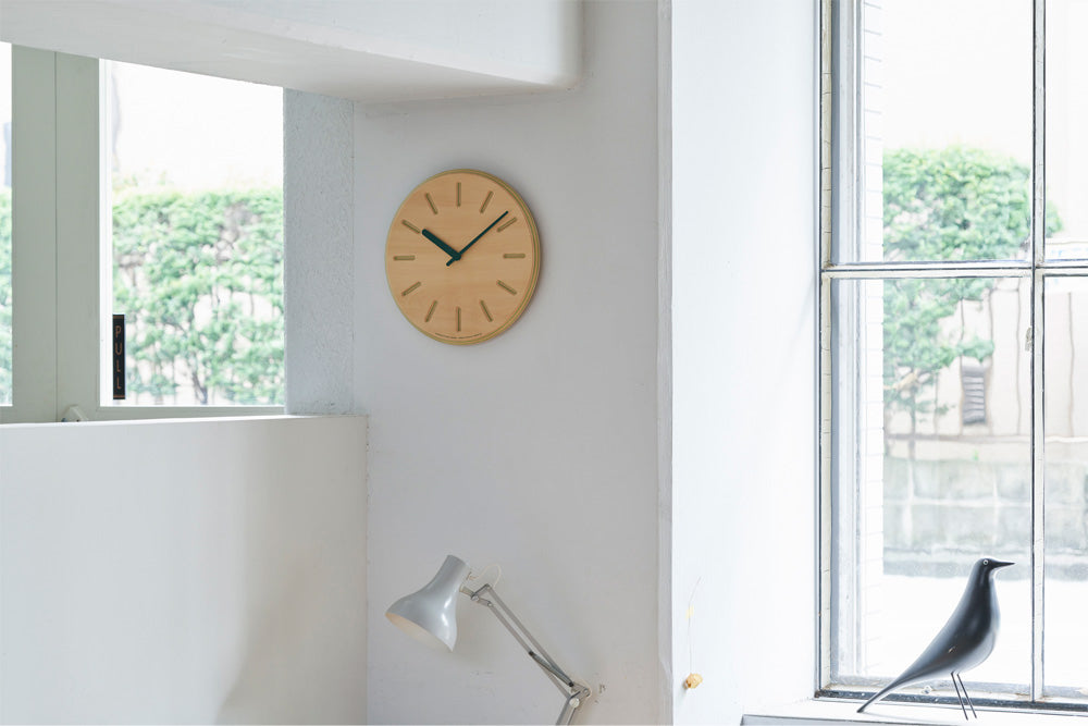 Lemnos Paper-Wood CLOCK（ペーパーウッド クロック）グリーン・line 掛け時計  DRL19-06 GN