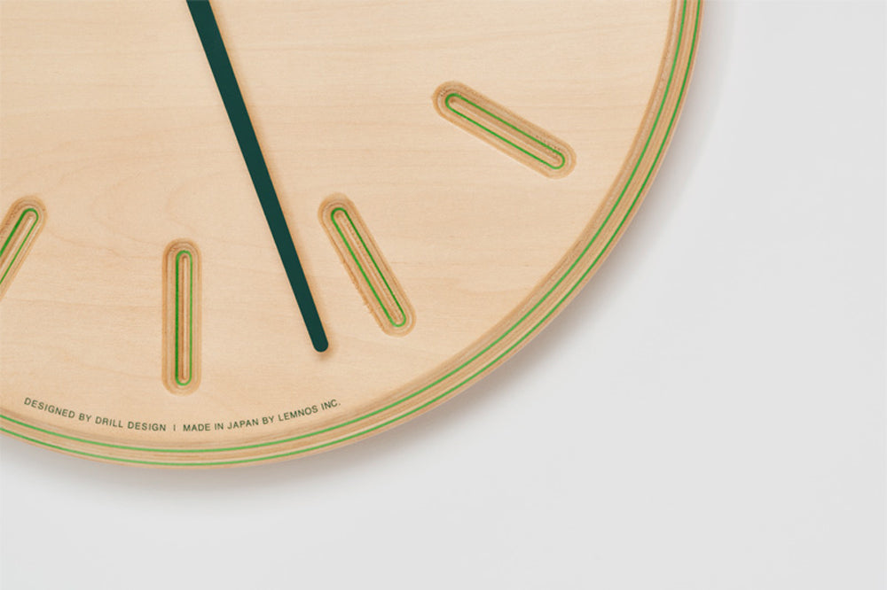 Lemnos Paper-Wood CLOCK（ペーパーウッド クロック）グリーン・line 掛け時計  DRL19-06 GN