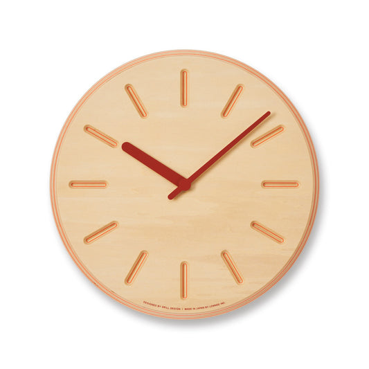 Lemnos Paper-Wood CLOCK（ペーパーウッド クロック）オレンジ・line 掛け時計  DRL19-06 OR