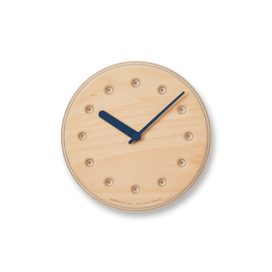 Lemnos Paper-Wood CLOCK（ペーパーウッド クロック）ネイビー・dot 掛け時計  DRL19-07 NV