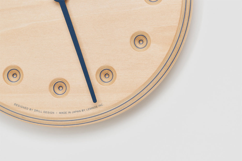 Lemnos Paper-Wood CLOCK（ペーパーウッド クロック）ネイビー・dot 掛け時計  DRL19-07 NV