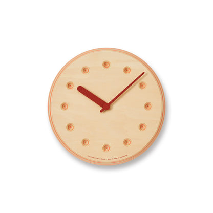 Lemnos Paper-Wood CLOCK（ペーパーウッド クロック）オレンジ・dot 掛け時計  DRL19-07 OR