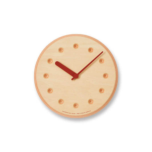 Lemnos Paper-Wood CLOCK（ペーパーウッド クロック）オレンジ・dot 掛け時計  DRL19-07 OR
