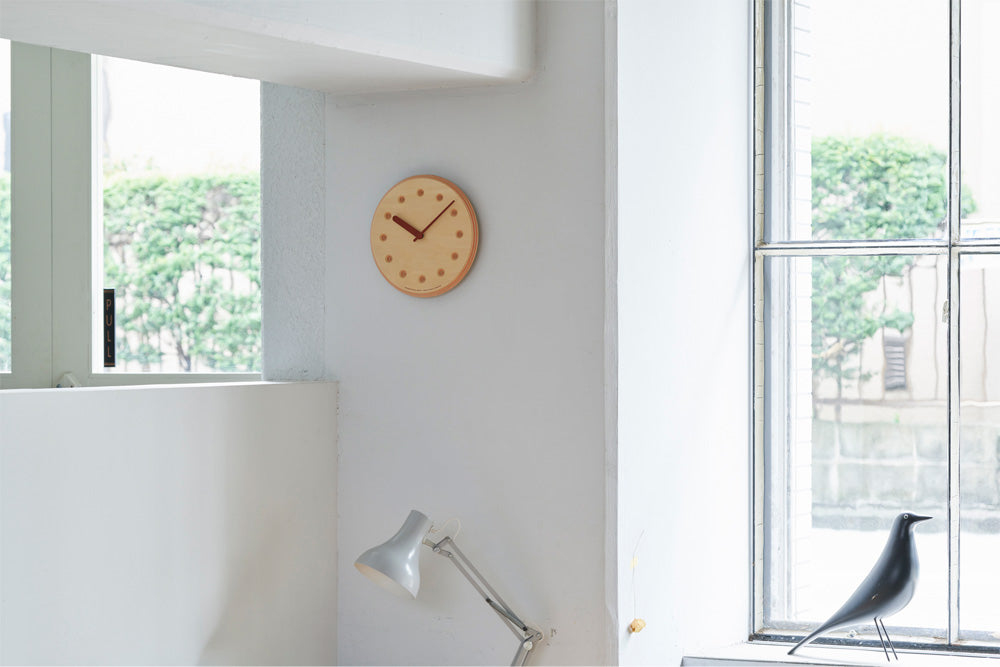 Lemnos Paper-Wood CLOCK（ペーパーウッド クロック）オレンジ・dot 掛け時計  DRL19-07 OR