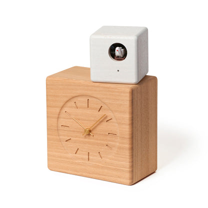 Lemnos Cubist Cuckoo Clock（キュビスト カッコークロック）ナチュラル＋ホワイト 置き時計  GTS19-04 A