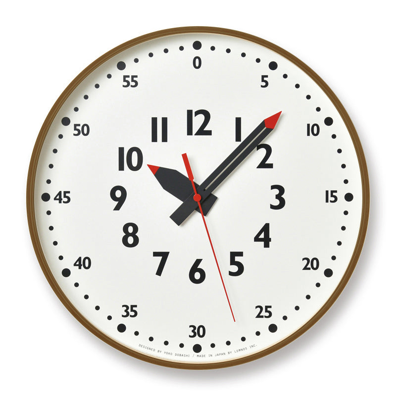 Lemnos fun pun clock  [ ふんぷんくろっく ]  壁掛け時計 Lサイズ ナチュラル/ブラウン  YD14-08