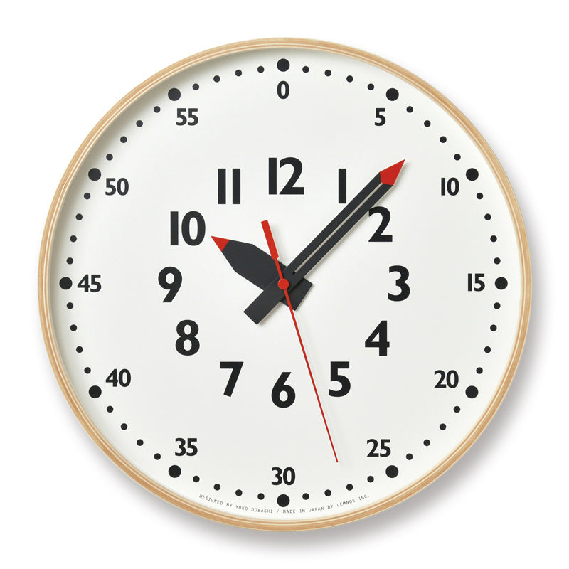 Lemnos fun pun clock  [ ふんぷんくろっく ]  壁掛け時計 Lサイズ ナチュラル/ブラウン  YD14-08