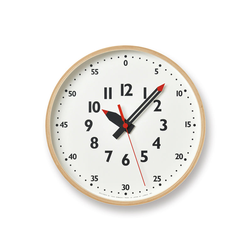Lemnos fun pun clock  [ ふんぷんくろっく ]  壁掛け時計 Sサイズ ナチュラル/ブラウン YD14-08 Ｓ