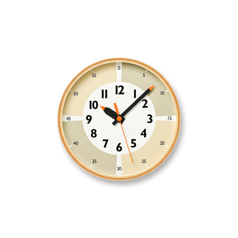 Lemnos fun pun clock with color!  [ ふんぷんくろっく ウィズ カラー]  壁掛け時計 ライラック/グレー/ベージュ YD23-0