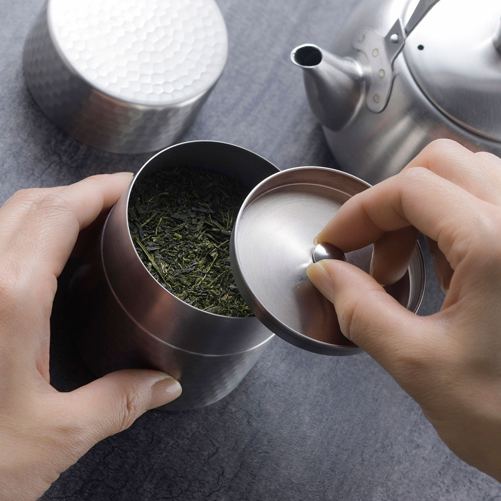 茶考具 茶筒 小 ステンレス製 日本製