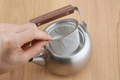 茶考具 急須 木柄 茶こし付き ステンレス製 日本製