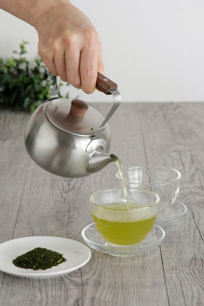 茶考具 急須 木柄 茶こし付き ステンレス製 日本製