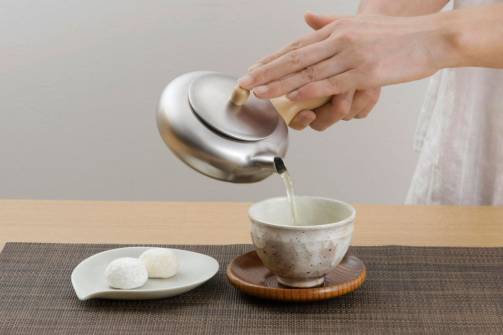 茶考具 平型急須 横手 茶こし付き ステンレス製 日本製
